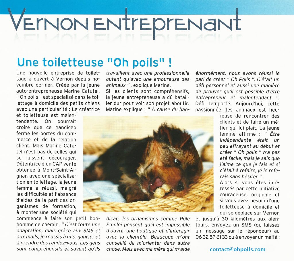 On parle de OhPoils.com dans le journal de Vernon.